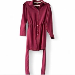 Zuri Elegant Wine Button-Down Mini Dress